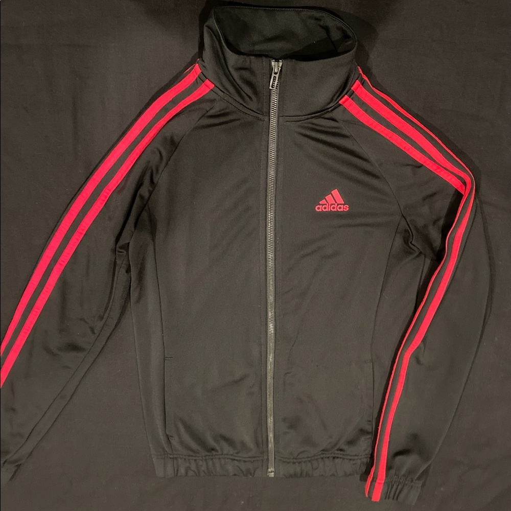 Adidas women’s black and pink track jacket.